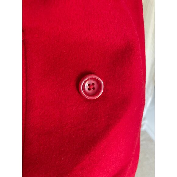J Jill Womens Red Wool Blend Peacoat Jacket Med Classic Double Breasted Winter - Picture 7 of 8